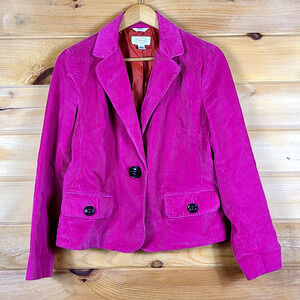 Talbots Stretch Hot Pink Corduroy Blazer Womens 10 Classic Career Heritage Glam